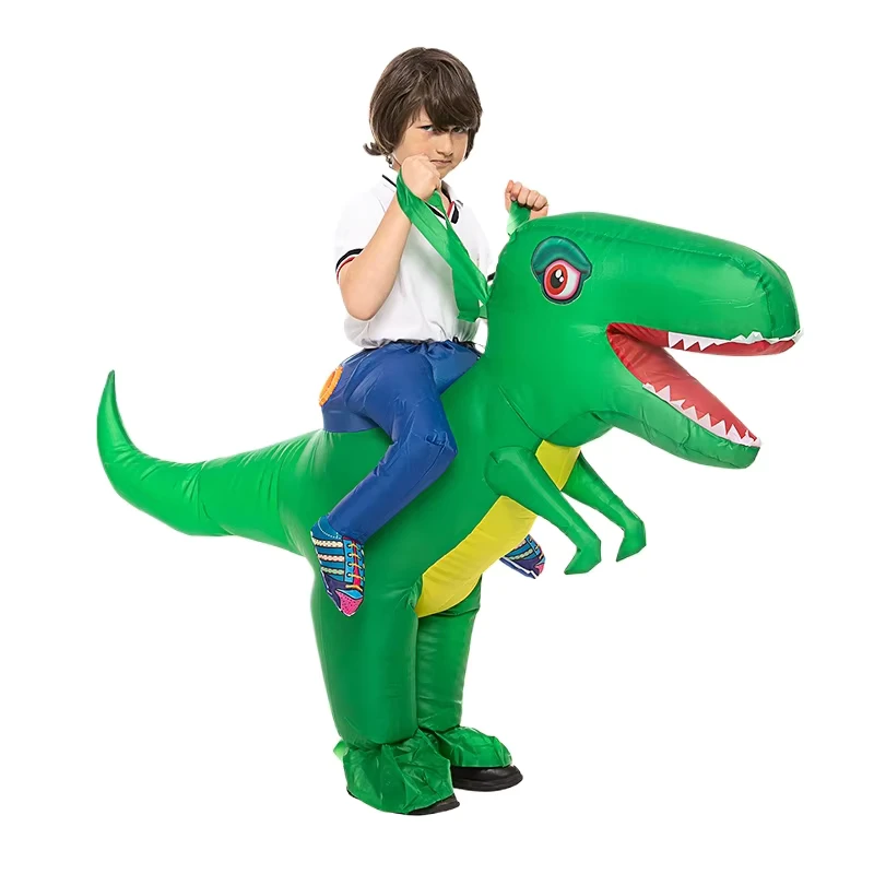 ชุดคอสเพลย์มังกรลอยตัวสำหรับเด็ก T rex เด็กนั่งบนชุดแฟนซี กันน้ำ ผ้าโพลีเอสเตอร์ ฮาโลวีน