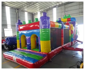 Kids Inflatable Obstacle Course Combo with Slide Bouncy Castle Playground Inflatable Combo for Outdoor Party Rental