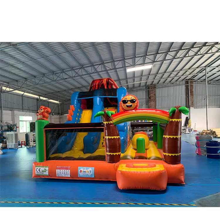 Công viên giải trí ngoài trời cho trẻ em, lâu đài bouncy xanh, khóa học chướng ngại vật