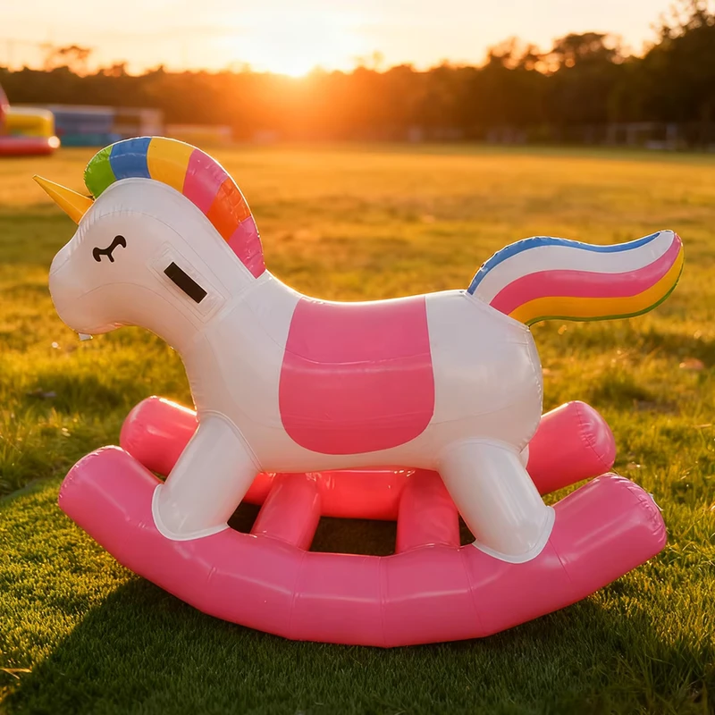 Kinderen Inflatable Schommelpaard Kleurrijk Glanzend Paard Opblaasbaar Rijden voor Binnen Inflatable Rijders Leuke Watergames voor Tuin / Zwembad