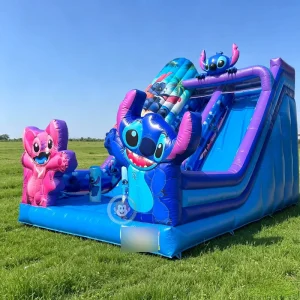 Kids Inflatable Slide Stitch Double Lane Inflatable Dry Slide Bounce Obstacle Course