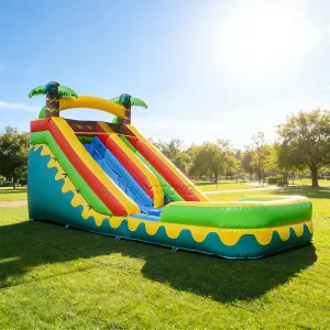 Toboggan aquatique gonflable pour enfants, toboggans gonflables colorés, glissade gonflable d'été pour adultes, location
