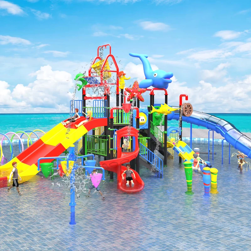 Großer Kunststoffrutsche für Kinder, Abenteuer-Wasser-Spielplatz, Freizeitpark-Spielzentrum für Wasseraktivitäten