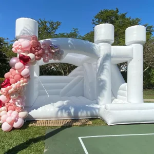 Kids Moonwalk White Bounce House With Slide Wedding Jumping Bouncy Castle Inflatable Bouncer for Party