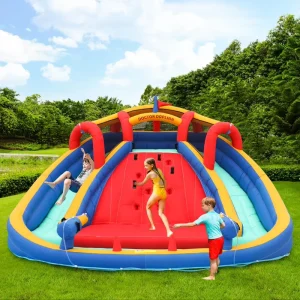 Castillo Hinchable Grande para Niños con Doble Tobogán de Agua para Fiesta al Aire Libre