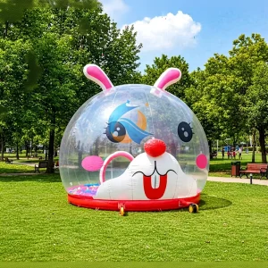 Kids Outdoor Transparent PVC Inflatable Bubble House Tent Rabbit Theme Crystal Palace with Ball Pit Slide 3m*3m*3m