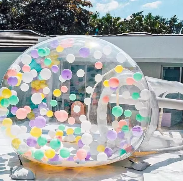 Kinderparty Blasen Hüpfburg, Klare Aufblasbare Kristall-Igloo-Dome Blasen-Zelt, Transparentes Ballonhaus