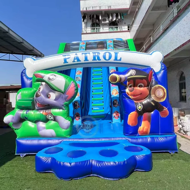 Kids Paws Dog Patrols Theme Inflatable Slide Dry Slide Kids Play