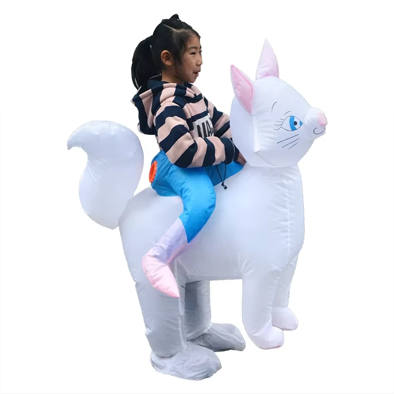 Disfraces inflables de animales para montar para niños, gatos, chicos y chicas, cosplay de Halloween, mascota de dibujos animados