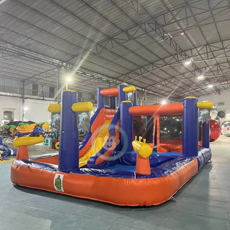 Kolam Air Inflatable Anak dengan Seluncuran, Mainan Air Inflatable Komersial