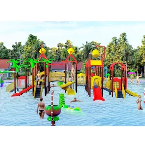Toboggan et aire de jeux aquatique pour enfants en extérieur