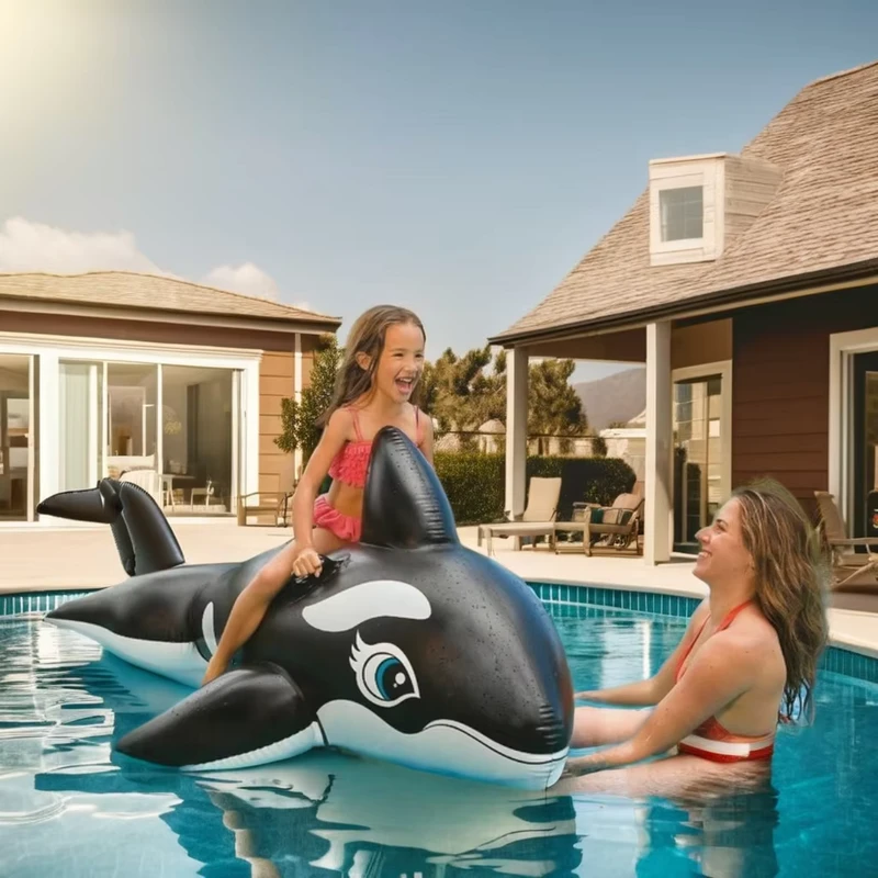 Tapis d'eau gonflable en forme de baleine pour enfants Jouet de piscine avec deux poignées durables