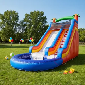 Kids adults giant 18 ft PVC commercial indoor outdoor inflatable pool water slides high wave slide jumping castle