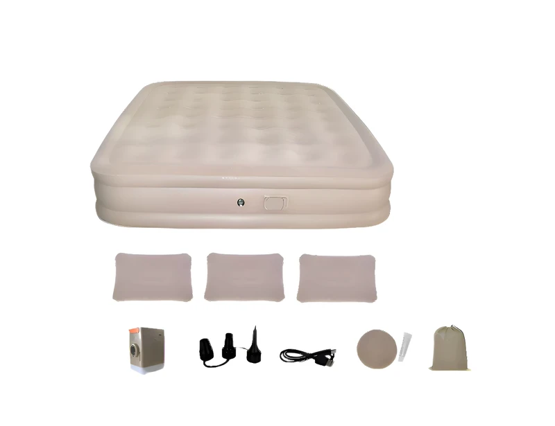 King Size Automatic Inflatable Air Mattress Air Bed with Built-in Rechargeable Li Battery Pump for 3 Persons