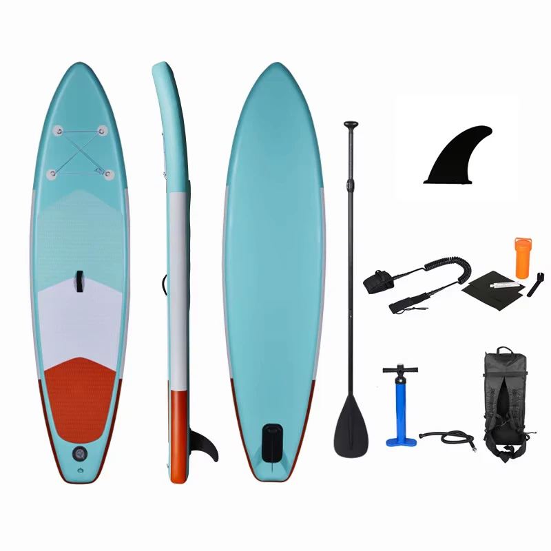 Kuer SUP Tavola Gonfiabile Stand Up Paddle, Tavola SUP Gonfiabile con Accessori ISUP, Pinne, Pagaia Regolabile, Pompa