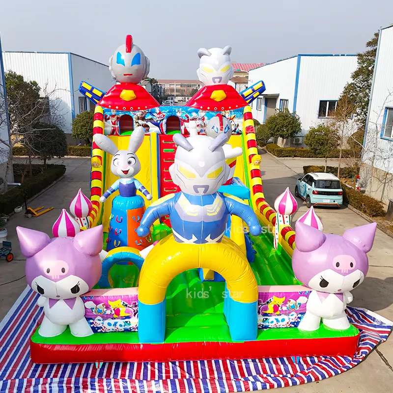 Kuromi Cartoon Umweltfreundliches Aufblasbares Hüpfburg-Rutsche Kommerzielles Dickes PVC Außenbereich Kinder-Spielplatz Sprunghaus 1000kg