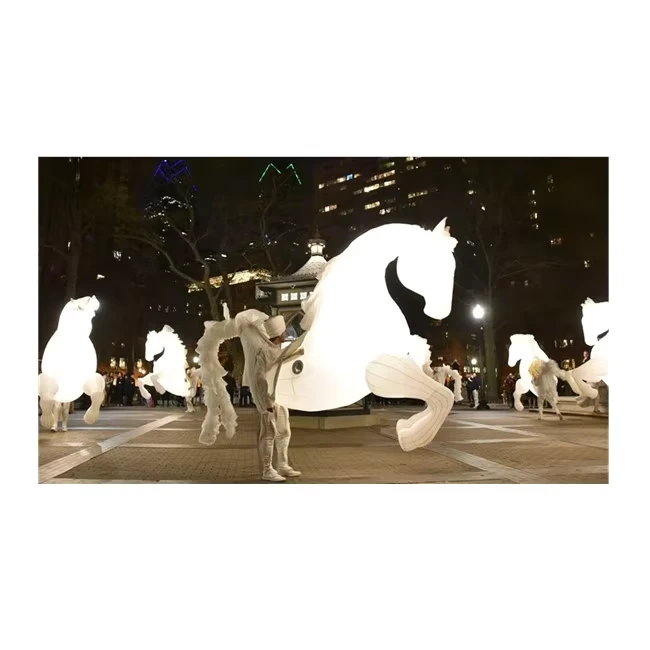 LED Decoration Inflatable Walking Horse Costume Inflatable Horse Puppet for Parade Illuminated Inflatable Horses
