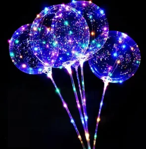 LED Flitsende Transparante 20 inch Cartoon Aluminium Folie Bubble Ball Opblaasbare Feestballon voor Kinderen, Nachtmarkten & Evenementen