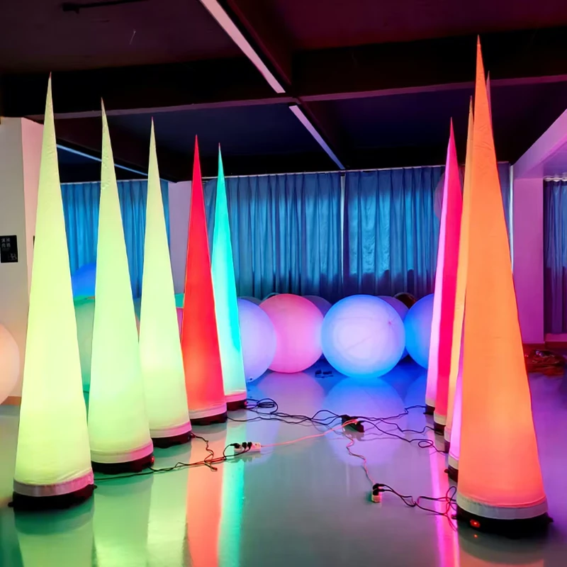 Columnas cónicas iluminadas por LED, luces decorativas paisajísticas impermeables para exteriores, iluminación creativa para publicidad inflable