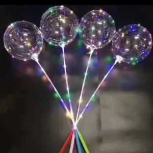 LED 라이트 보보 풍선, 손잡이형 발광 투명 버블 풍선, 3단계 플래싱 핸들, 라이트 스트링, 라마단 졸업용