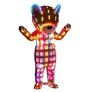 LED Light Inflatable Teddy Bear Mascot Costume for Park Shows Street Performances Halloween Christmas Cosplay