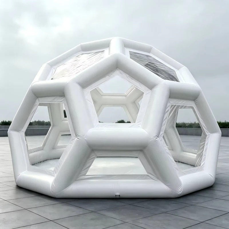 Tienda inflable de domo de cristal LED, tienda comercial para exposiciones, tienda burbuja geodésica transparente para festivales al aire libre