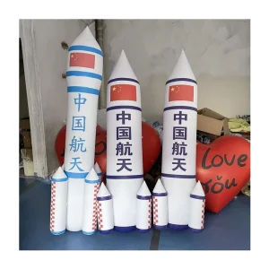 LED Luminous Giant Inflatable Space Rocket Custom Printed Inflatable Rocket Model for Shopping Mall Ceiling Hanging Decor