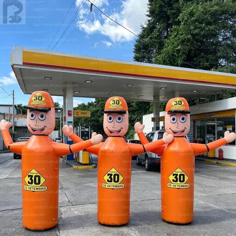 LED Oversize Lifelike Inflatable Waving Character Air Dancer Puppet for Retail Store Grand Opening Outdoor Marketing Gas Station