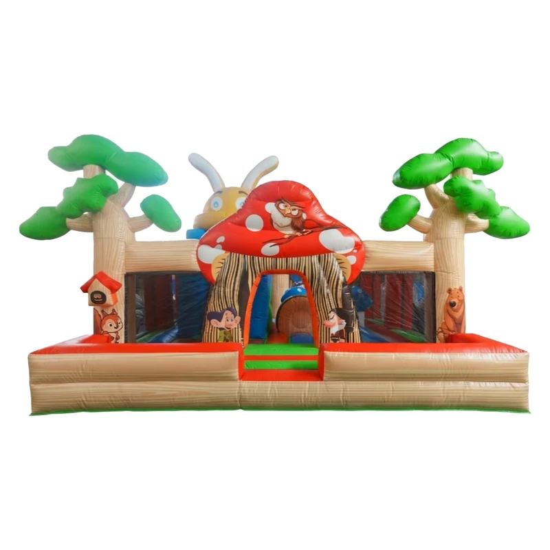 LILYTOYS Commerciële Springkasteel Boerderijthema Kinderen Konijn Springkasteel Paddenstoel Opblaasbaar Springhuis voor Evenement