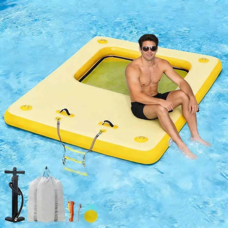Lake Floats Adults Floating Raft Water Platform Inflatable Floating Dock with Detachable Ladder