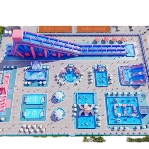 Land Wasserpark Anpassbare Aufblasbare Freizeit Außen Spiele Boden Wasserpark Kinder Spiel Aufblasbare Wasserrutsche Poolpark