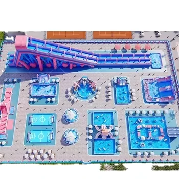 Land Water Park Customized Inflatable Amusement Outdoor Games Ground Water Park Kids Play Inflatable Water Slide Pool Park