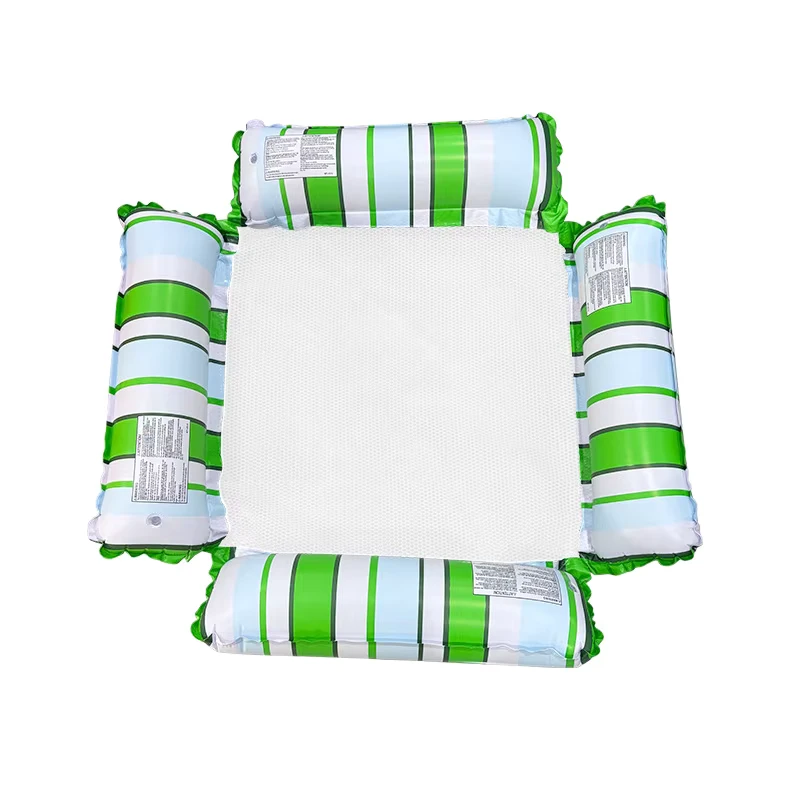 LangGeng Flotador de Piscina Inflable Plegable de PVC Ecológico, Hamaca de Agua con Rayas, Lounge Flotante para Adultos, Cruce de Fronteras