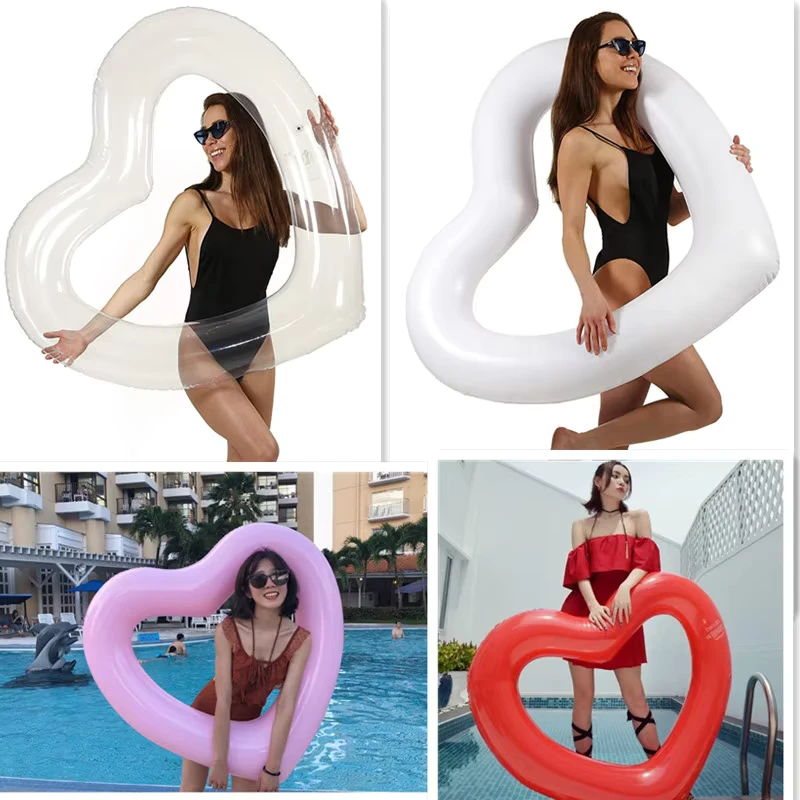 Vòng bơi hình trái tim lớn 120cm bằng PVC thân thiện với môi trường với sequins màu vàng hồng, sử dụng cho trẻ em