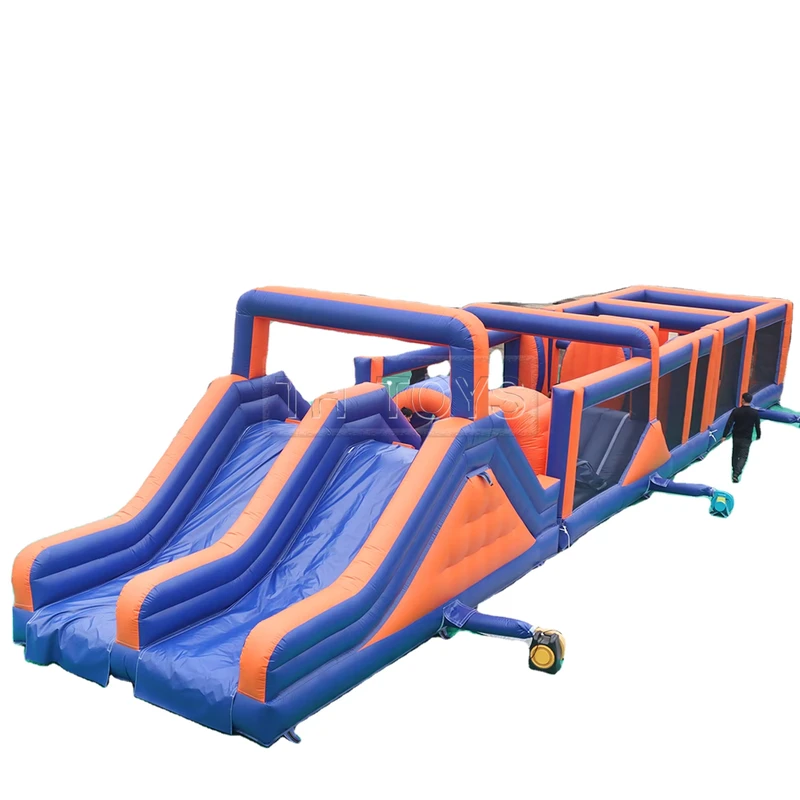 เกมท้าทายสำหรับผู้ใหญ่ สนามเด็กเล่นแบบพองได้ คอร์สอุปสรรค PVC ขนาดปรับแต่งได้ 20x4x4m รองรับ 10 คน ง่ายต่อการใช้งาน
