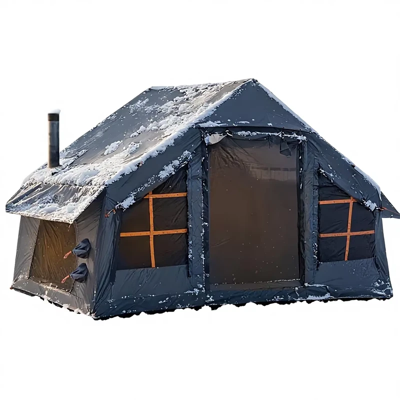 Großes Luftzelt für Wintercamping, aufblasbares Zelt mit Kaminöffnung