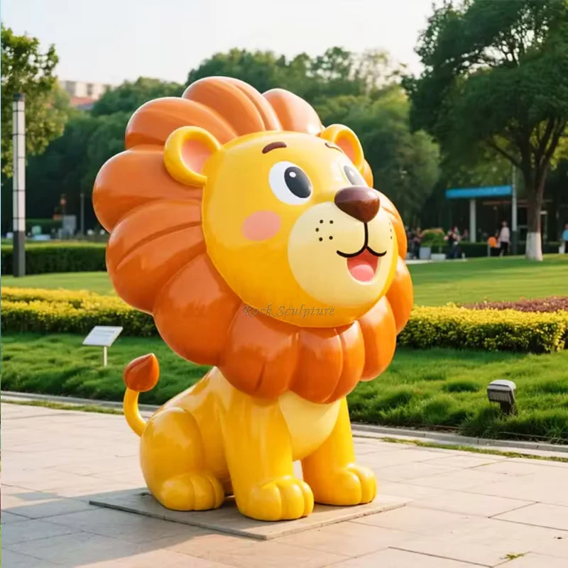 Sculptures d'Animaux de Grande Taille, Artisanat Extérieur, Statues de Lion en Fibres de Verre Personnalisées, Décorations de Jardin et de Parc