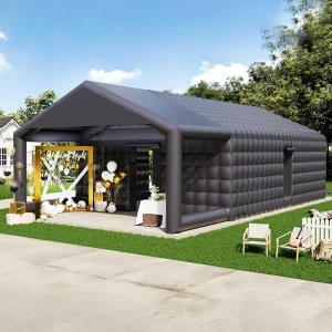 Grande Tenda de Festa ao Ar Livre Preta, Discoteca Inflável Portátil Preta com Luz LED para Eventos