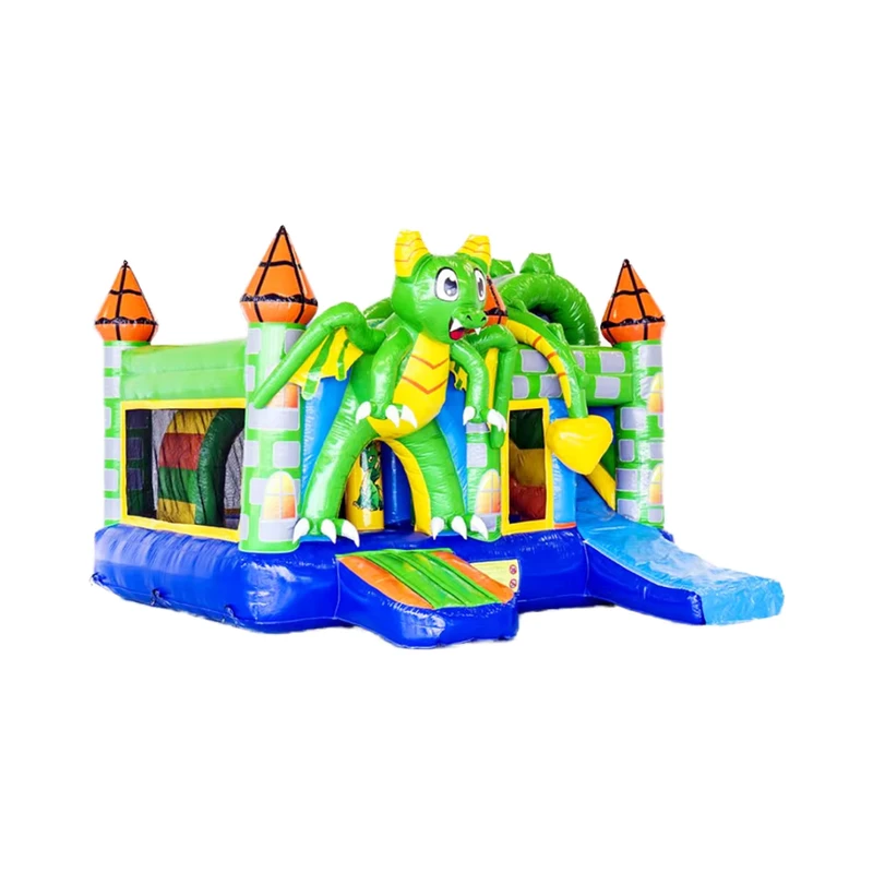 Großes Hüpfburg im Cartoon-Design mit Kletterwand, Rutsche, Gebläse, aufblasbarer Park für Kinder
