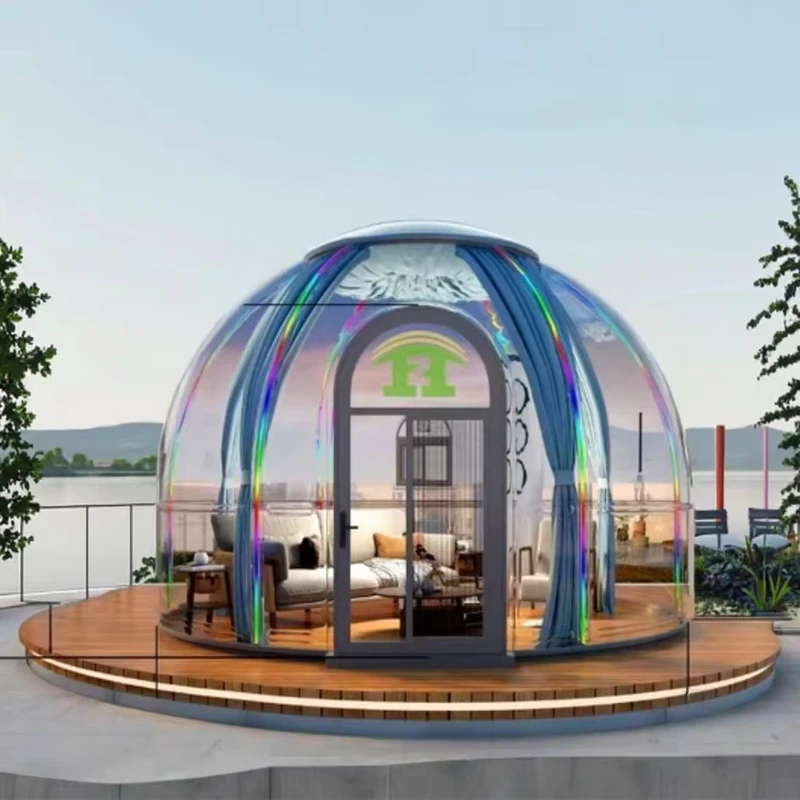 Large Clear Outdoor Tent PC Windproof Soundproof Inflatable Bubble House for Kids Adults Foldable Event Tent for Hotels