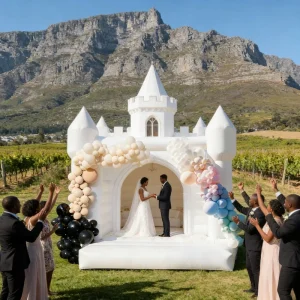 Large Commercial Wedding Inflatable Bouncer with Jumping Castle and Slide for Guest Entertainment Fun