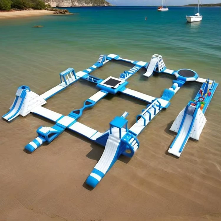Taman Mengapung Inflatable Besar yang Dapat Disesuaikan, Peralatan Rekreasi Rintangan Air Inflatable, Taman Air Aqua Mengapung