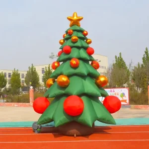 Large Durable Bright Red and Green Inflatable Christmas Tree for Outdoor Holiday Events and Seasonal Display Attractions