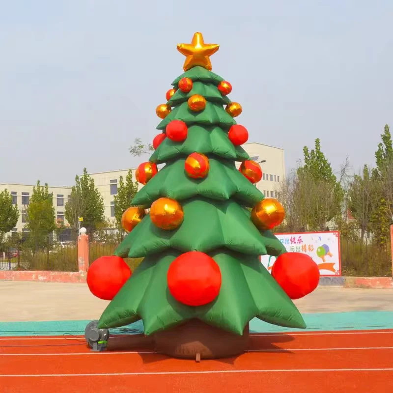 Grande Árvore de Natal Inflável, Durável, em Vermelho e Verde Brilhante, para Eventos Festivos ao Ar Livre e Atrações de Exibição Sazonais