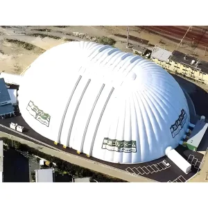 Large Eco Friendly Inflatable PVDF Membrane Structure Metal Frame Thermal Insulation Air Conditioned Warehouse Dome