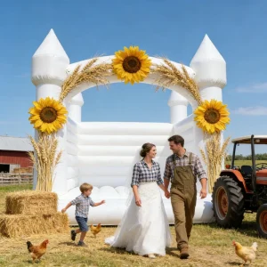 Large Elegant Inflatable Bouncy Castle for Wedding with Jumping Castle and Slide for Party Activities