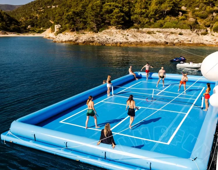 Large Floating Inflatable Tennis Court Customized Water Sports Inflatable Float Soccer Field Giant Drop Stitch Inflatable Tennis