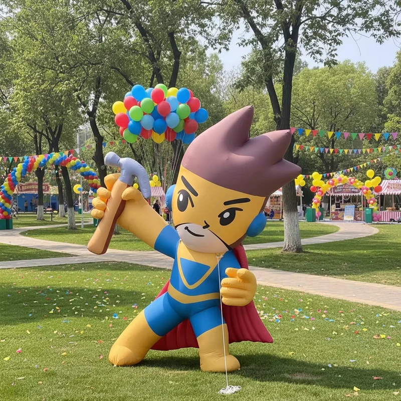 Large Floor Standing Cartoon Character Advertising Events Party Decorations Inflatable Balloon Built In Fan Customizable Size