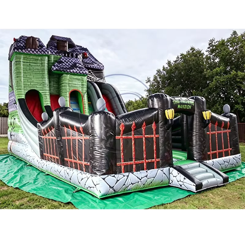Großes Spukhaus Luftspielzeug mit gruseligem Schlossdesign, große Rutsche, Partyverleih, Mehrere Veranstaltungen