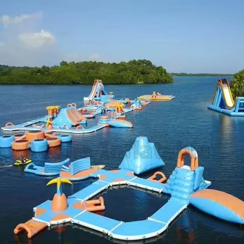 Large Inflatable Adventure Water Park Inflatable Floating Assault Course Inflatable Aqua Park
